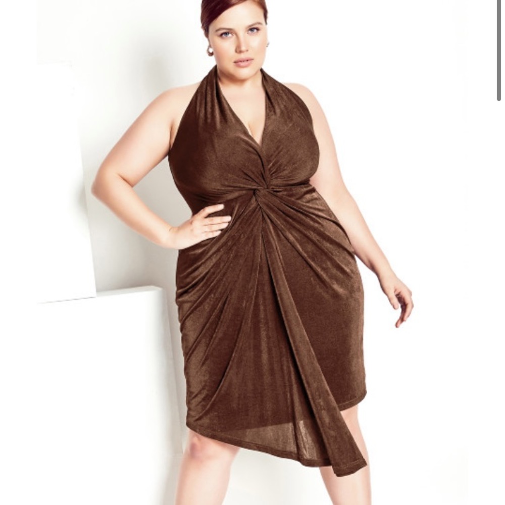 City Chic Halter Twist Dress, Size 20